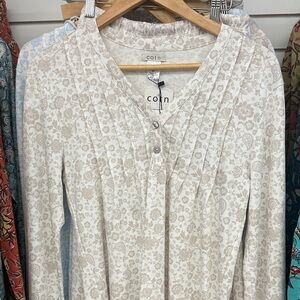 Women's Cream Floral Pajama Top
